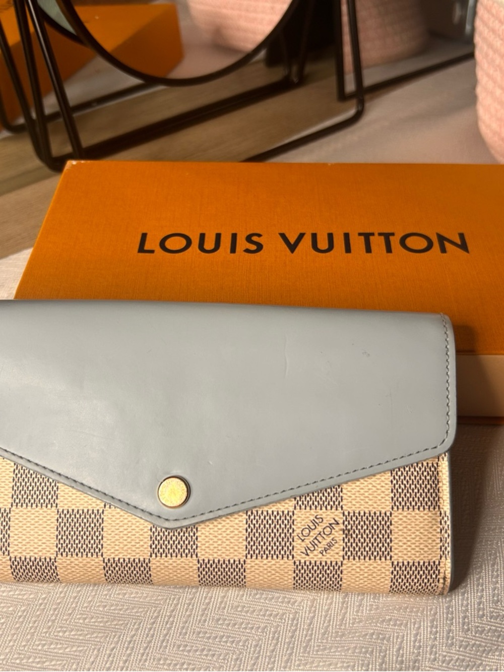 Louis Vuitton Light Blue and Beige Damier Continental Wallet